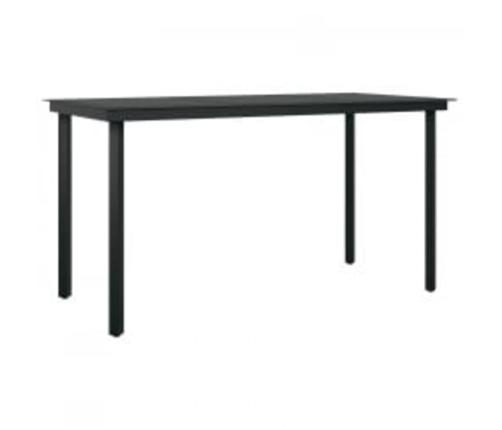 Juego de comedor para jardín 5 piezas con cojines gris y negro