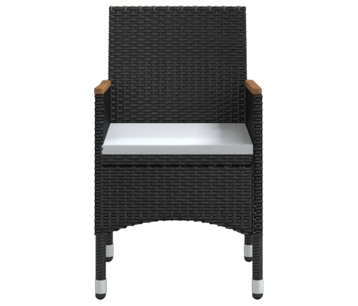 Juego de comedor de jardín 5 piezas con cojines negro