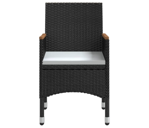 Juego de comedor de jardín 5 piezas con cojines negro