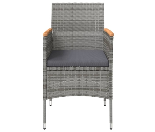 Juego de comedor para jardín 5 piezas con cojines gris y negro