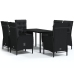 Juego de comedor de jardín 7 piezas con cojines negro