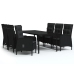 Juego de comedor de jardín 7 piezas con cojines negro