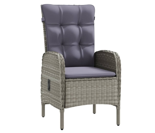 Juego de comedor para jardín 5 piezas con cojines gris y negro