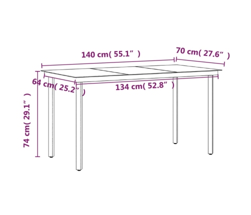 Juego de comedor para jardín 5 piezas con cojines gris y negro