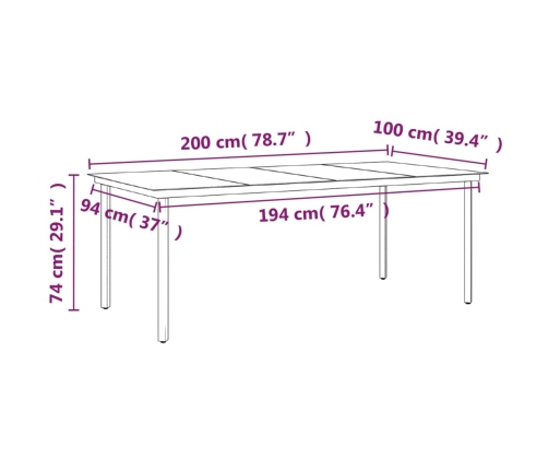 Juego de comedor de jardín 7 piezas con cojines gris y negro
