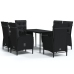 Juego de comedor de jardín 7 piezas con cojines negro