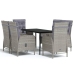 Juego de comedor de jardín 7 piezas con cojines gris y negro