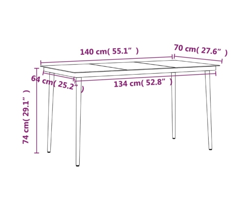 Juego de comedor de jardín 7 piezas con cojines gris y negro