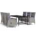Juego de comedor de jardín 7 piezas con cojines gris y negro