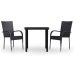 Juego de comedor de jardín 3 piezas negro