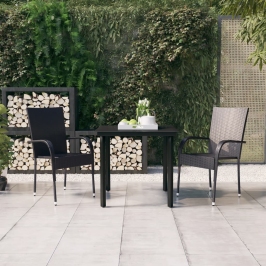 Juego de comedor de jardín 3 piezas negro