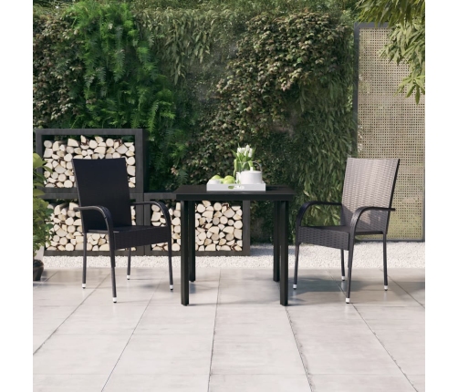 Juego de comedor de jardín 3 piezas negro