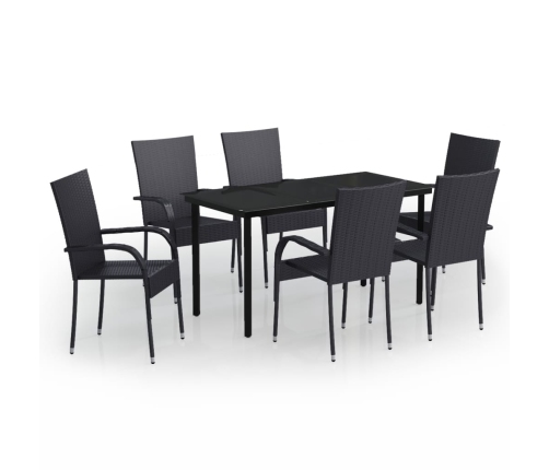 Juego de comedor de jardín 7 piezas negro