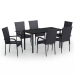 Juego de comedor de jardín 7 piezas negro