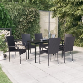 Juego de comedor de jardín 7 piezas negro