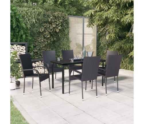 Juego de comedor de jardín 7 piezas negro