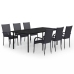 Juego de comedor para jardín 7 piezas negro