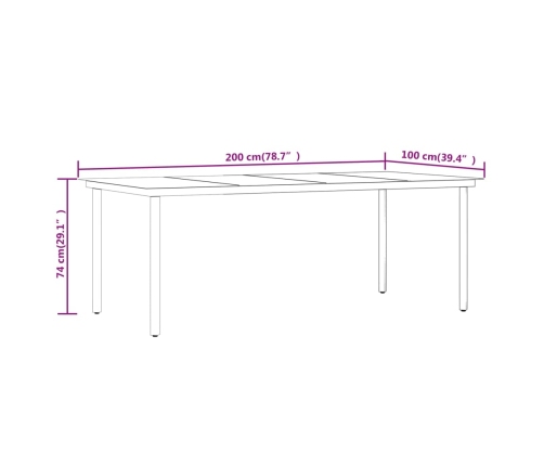 Juego de comedor para jardín 7 piezas negro