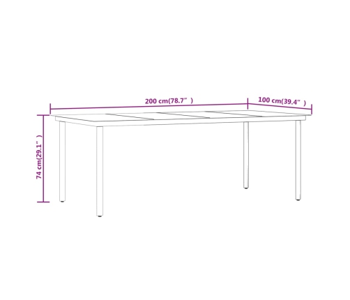 Juego de comedor para jardín 9 piezas negro