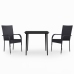 Juego de comedor para jardín 3 piezas negro