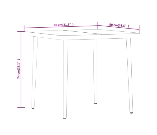 Juego de comedor para jardín 3 piezas negro
