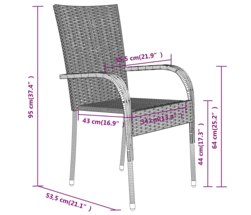 Juego de comedor para jardín 3 piezas negro