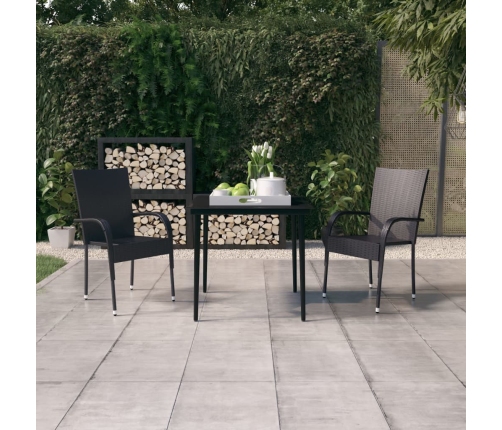 Juego de comedor para jardín 3 piezas negro