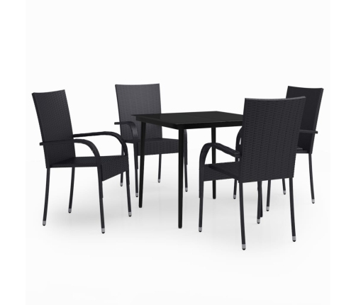 Juego de comedor para jardín 5 piezas negro