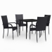 Juego de comedor para jardín 5 piezas negro