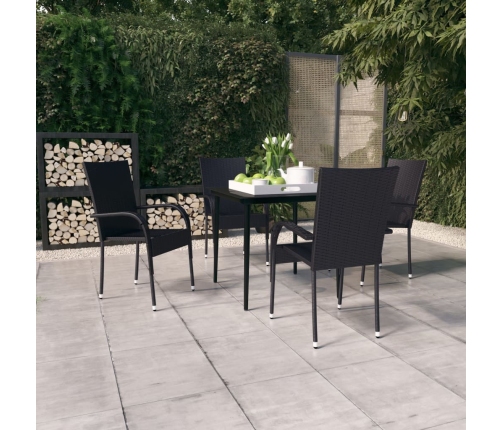 Juego de comedor para jardín 5 piezas negro
