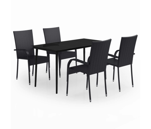 Juego de comedor para jardín 5 piezas negro
