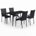Juego de comedor para jardín 5 piezas negro