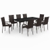 Juego de comedor para jardín 9 piezas marrón y negro