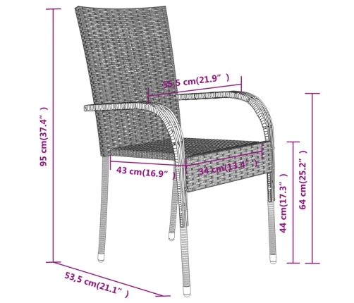 Juego de comedor para jardín 9 piezas marrón y negro