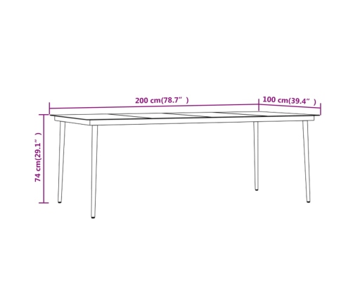 Juego de comedor para jardín 9 piezas marrón y negro