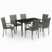 Juego de comedor de jardín 7 piezas con cojines gris y negro