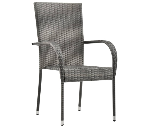 Juego de comedor de jardín 7 piezas con cojines gris y negro