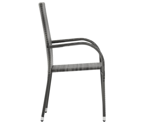 Juego de comedor de jardín 7 piezas con cojines gris y negro
