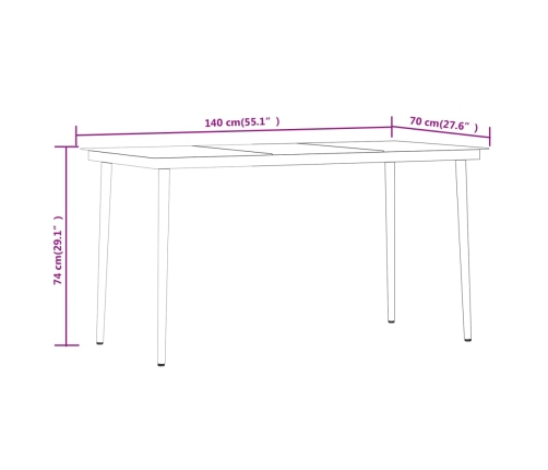 Juego de comedor de jardín 7 piezas con cojines gris y negro