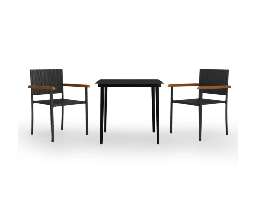 Juego de comedor de jardín 3 piezas negro