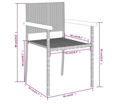 Juego de comedor de jardín 3 piezas negro