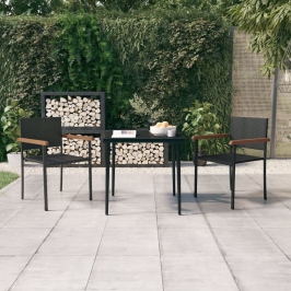 Juego de comedor de jardín 3 piezas negro