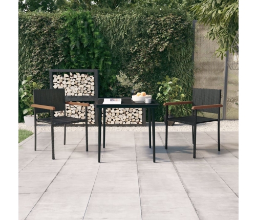 Juego de comedor de jardín 3 piezas negro