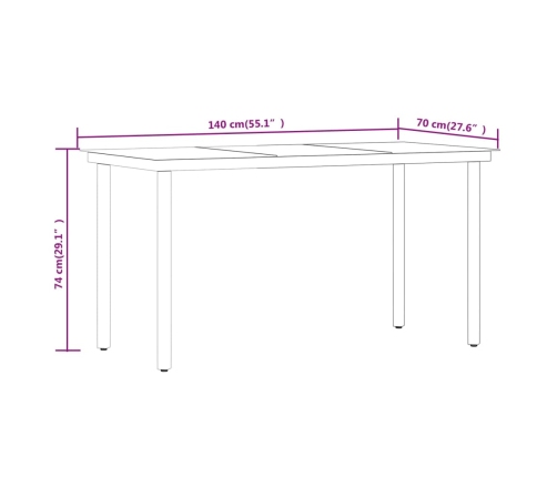 Juego de comedor de jardín 5 piezas con cojines gris