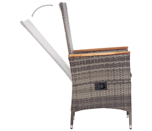 Juego de comedor de jardín 9 pzas con cojines gris