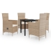 Juego de comedor de jardín 5 piezas con cojines beige
