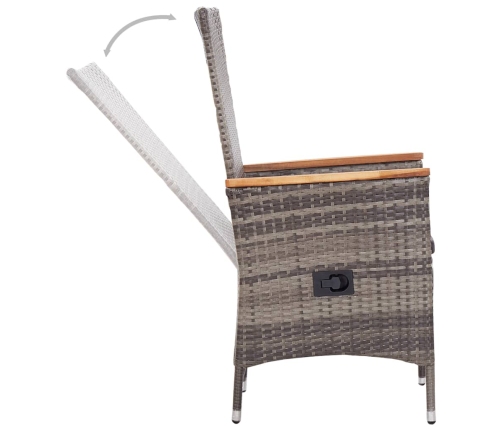 Juego de comedor de jardín 5 piezas con cojines gris
