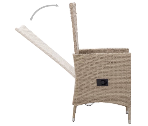 Juego de comedor de jardín 7 piezas con cojines beige