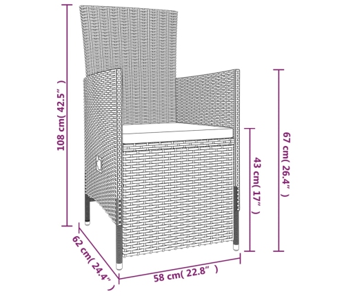 Juego de comedor de jardín 7 piezas con cojines beige
