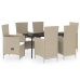 Juego de comedor de jardín 7 piezas con cojines beige
